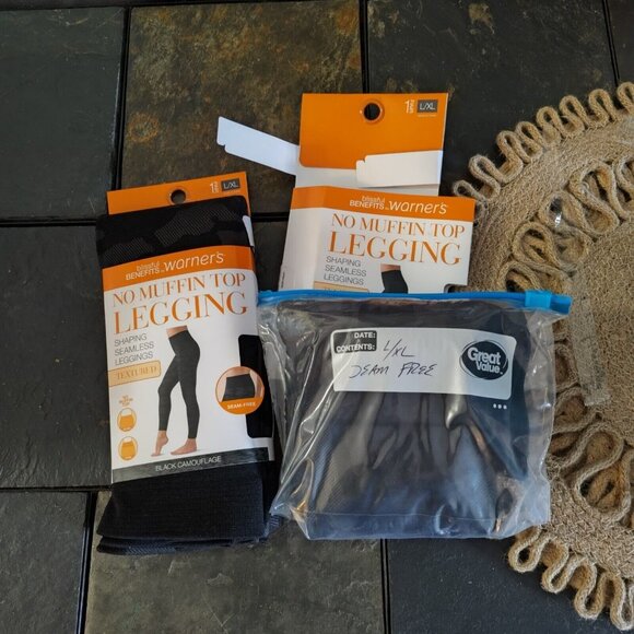 Warner's Blissful Benefits No Muffin Top Leggings 2 Pair L/XL Seam Free - Picture 2 of 10